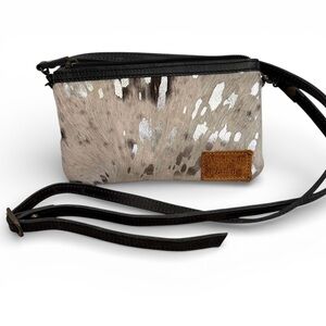 American Darling Small Crossbody Purse Cotton Carve Leather Western Cowhair Look